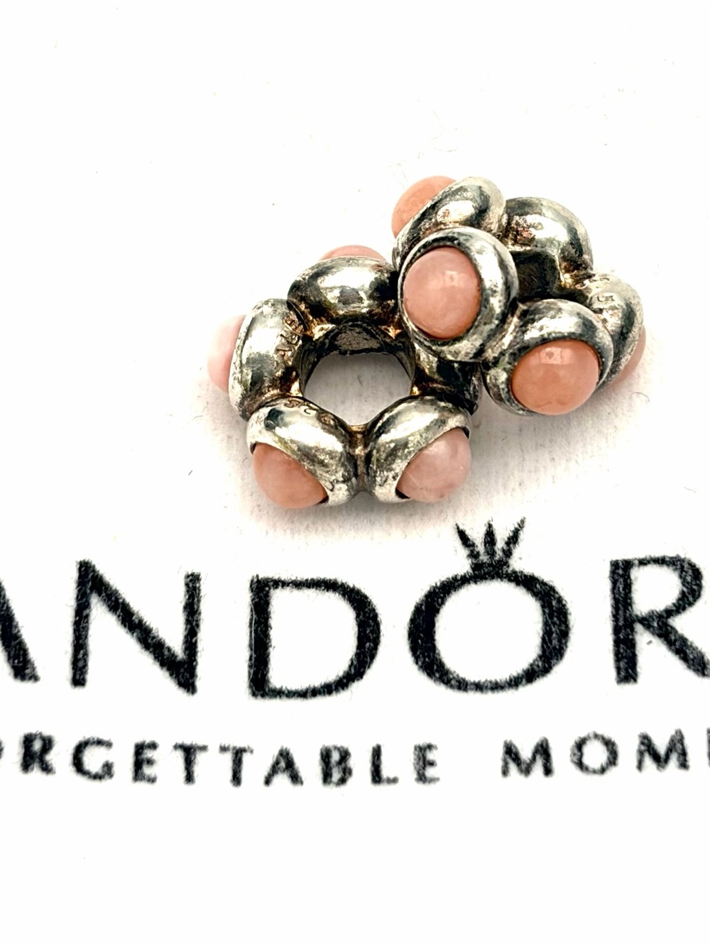 PANDORA Pink Opal Cabachon Bead Charm - Set of 2 - Retired - 790538POP